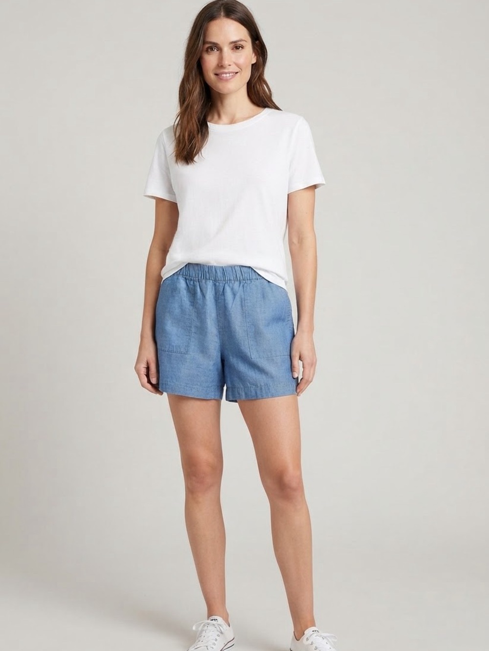 J. Crew Light Blue Elastic-Waist Patch Pocket Shorts